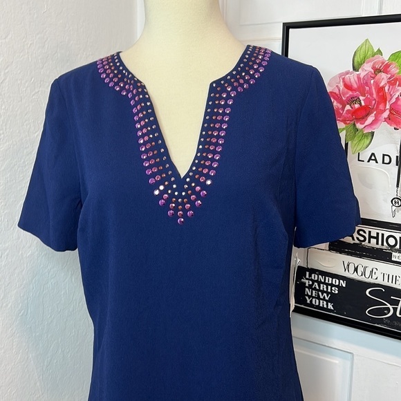 NWT Trina Turk Navy Heatwave Dress Size 4 - Picture 6 of 10